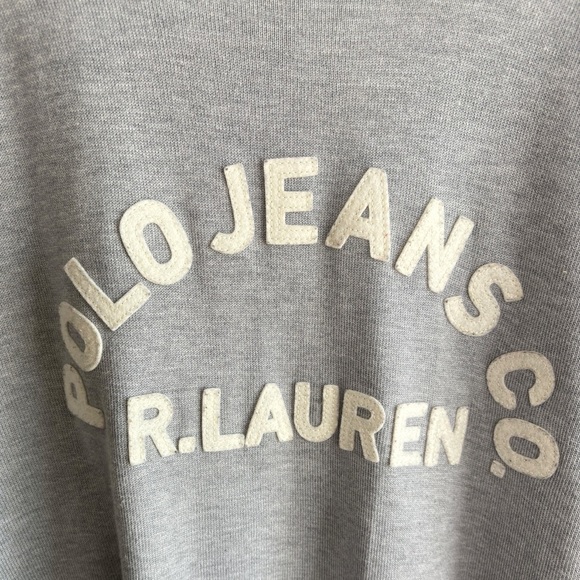 RALPH LAUREN POLO JEANS Sweater Pullover Ringer Shirt Logo Mens Large Gray Navy - Picture 4 of 11